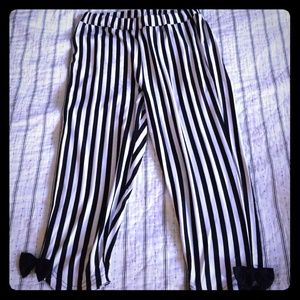 Black White Striped Leggings